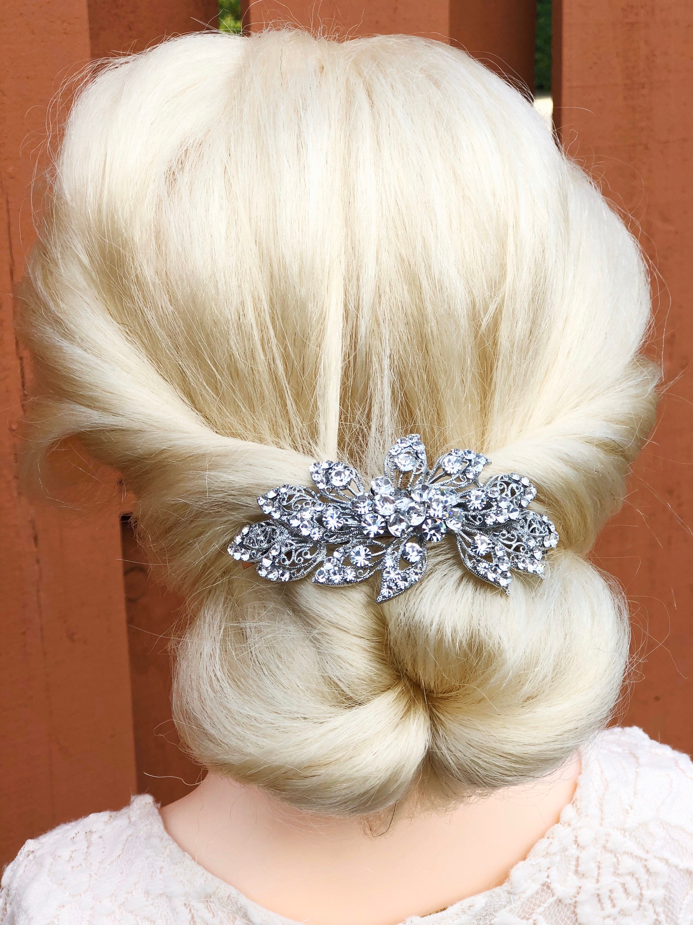 Wedding Barrette Bridal Hair Piece Bridal Headpiece Crystal Etsy