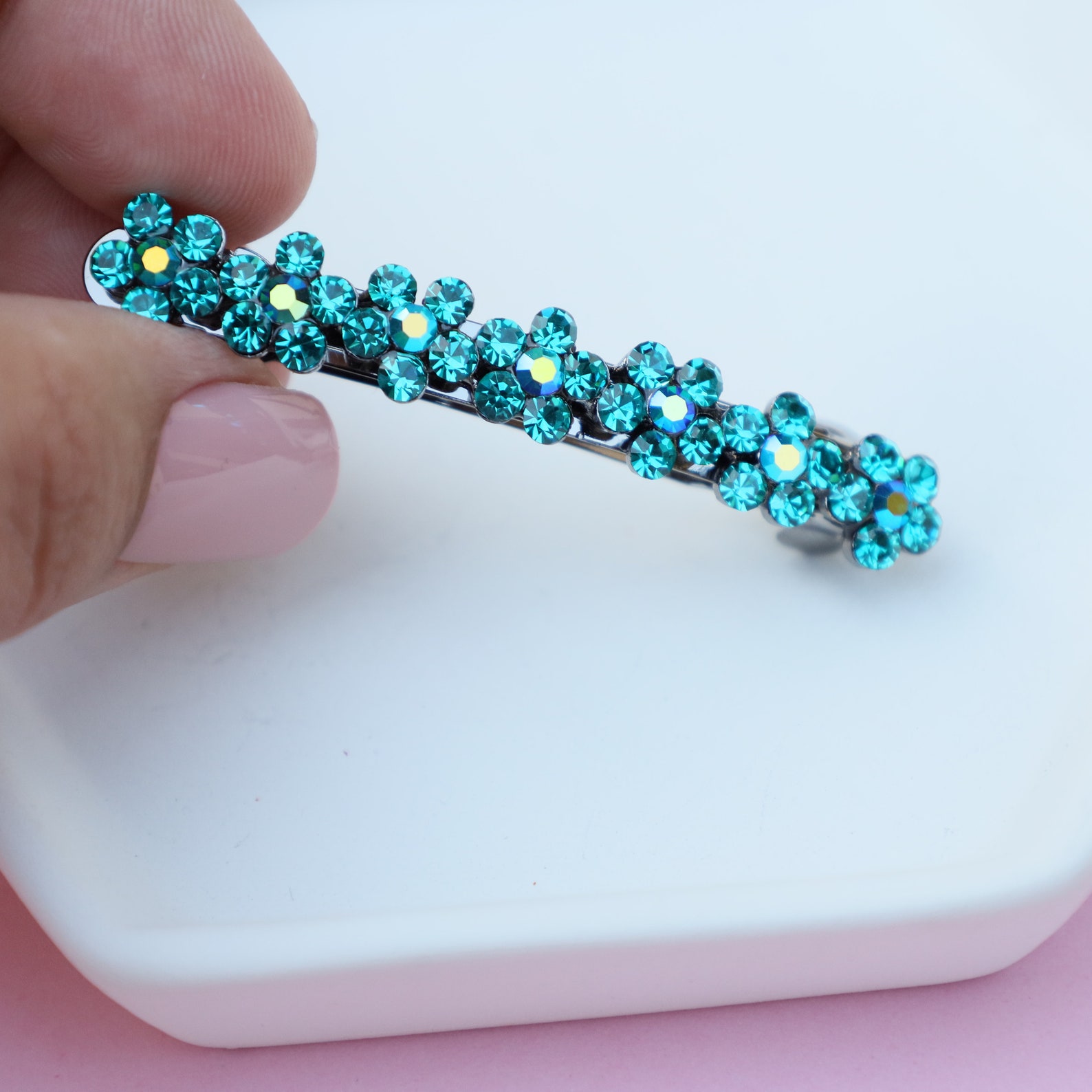 Colorful Swarovski Hair Barrette Crystal Hair Clip Barrette Etsy