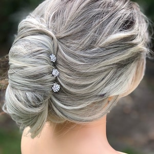 Wedding Bridal Hair Pins, Silver Hair Pins for Bride, Crystal Bridal Hairpins