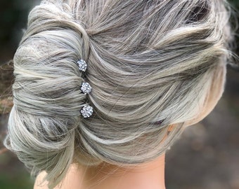 Wedding Bridal Hair Pins, Silver Hair Pins for Bride, Crystal Bridal Hairpins