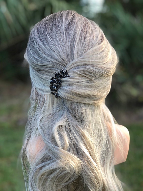  Austrian Crystal Bridal Hair Barrettes, Navy Blue Rhinestones  Vintage Hair Clips, Sparkly Glitter Crystal Hairgrip Wedding Hair Headwear  Accessories for Women Girls (Type A) : Beauty & Personal Care