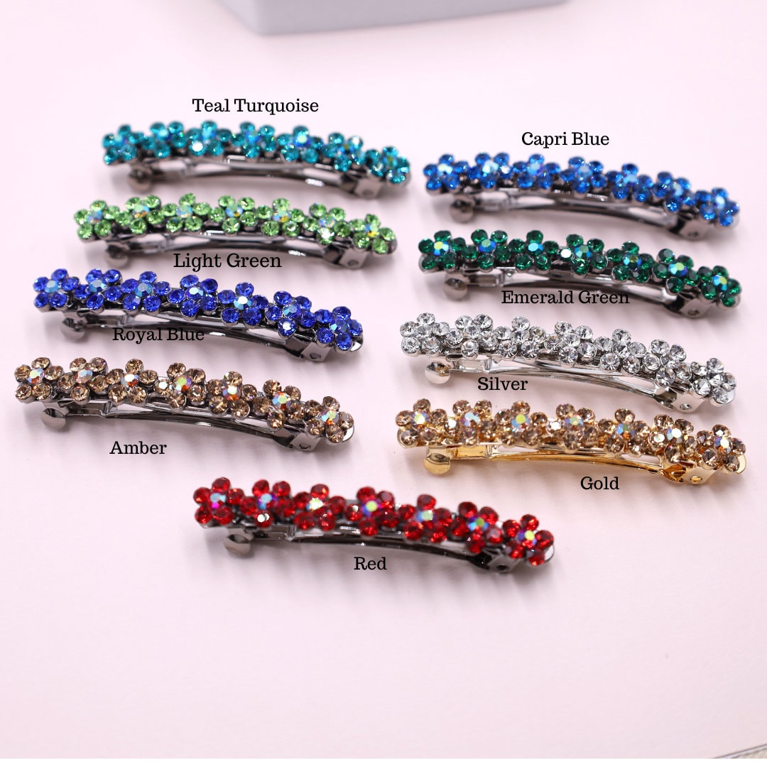 Kristall Haarspange Strass Braut - Goldfarben Mit Blauen Steinen - Haarclip Hochzeit