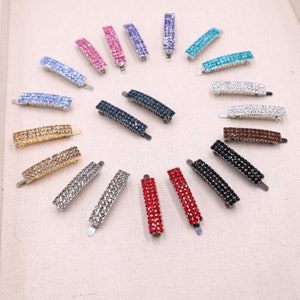 Rectangle Magnet Hair Clips for Fine Hair, Barrette Set for Thin Hair, Rhinestone Hair Clips for Short Hair, Flat Hair Clips with Rhinestone