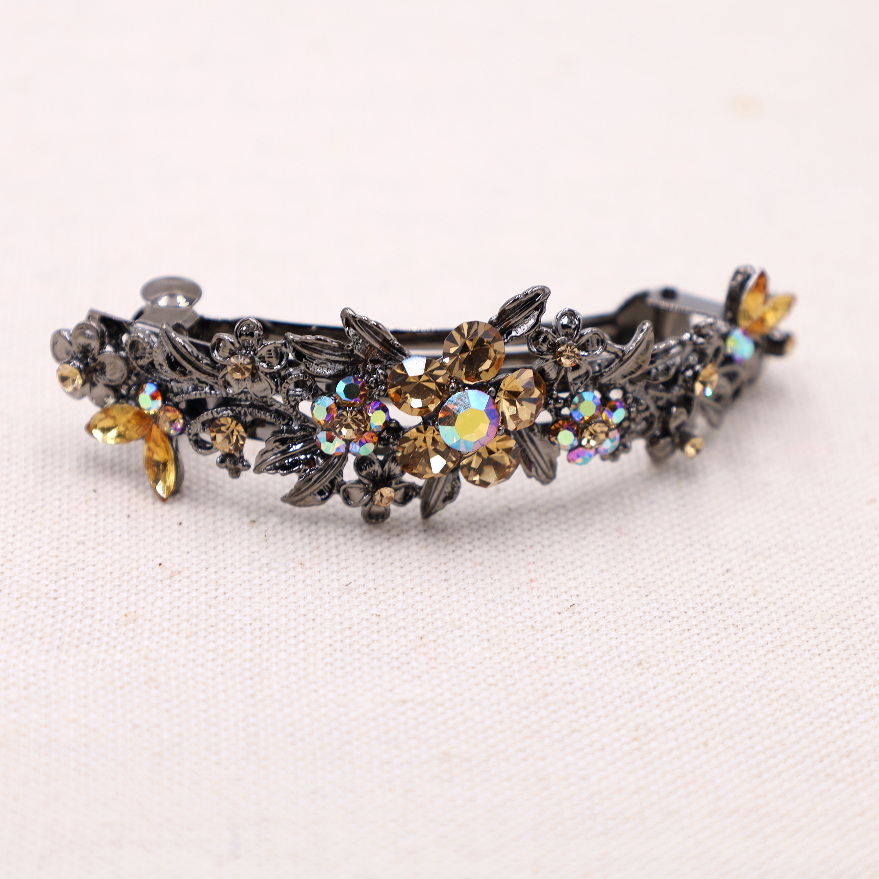 Vintage jeweled hair barrette with red crystals, made in France ?? B165model_f0075888-199f-42b5-  main image 2
