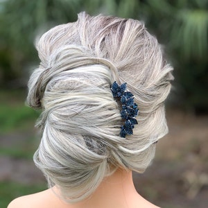 French Twist Hair Accessory, Navy Blue Hair Stick, Formal Hair Fork for Thick Hair Wedding