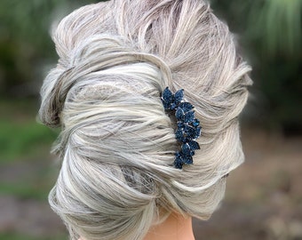 France Twist Hair Accessory, Navy Blue Hair Stick, Formal Hair Fork for Thick Hair Wedding