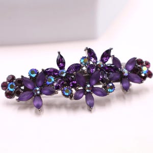 Aubergine Kristallblumen Haarspange: Dunkellila Accessoire