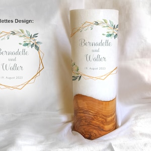 Wedding candle with wooden tealight insert keepsake candle wedding ceremony design "Bernadette"