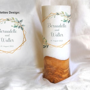Wedding candle with wooden tealight insert, keepsake candle, wedding ceremony design &quot;Bernadette&quot;