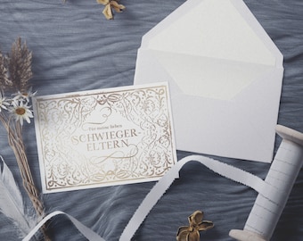 Wedding card for the parents-in-law, for mother and father as a gift, souvenir – parents of the bride or groom on the wedding day