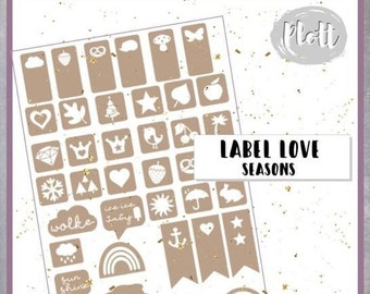 Plotterdatei SVG.DXF - Label Love - SEASONS - 40 Labels/Patches