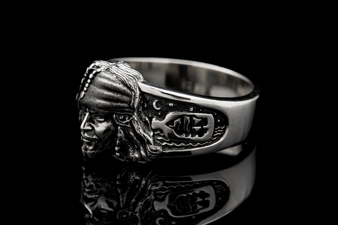 Anillo de plata del capitán Jack Sparrow Jonny Depp piratas Etsy