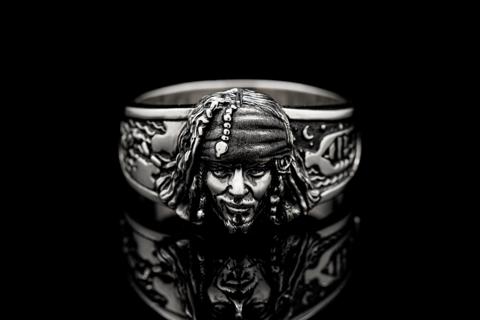 Anillo de plata del capitán Jack Sparrow Jonny Depp piratas Etsy