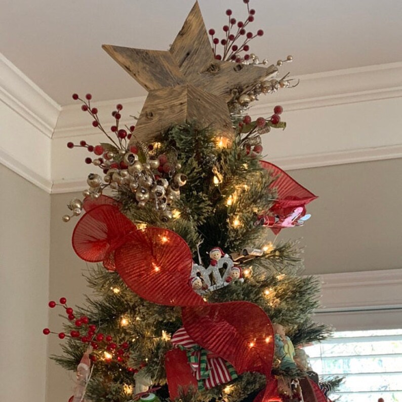 Rustic Wooden Star Christmas tree topper Etsy