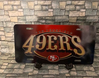 2 PC NEW Football Team San Francisco 49ERS Metal Black License Plate Frame