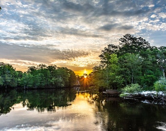 Conway SC Waccamaw River Sunrise Through The Clouds Print