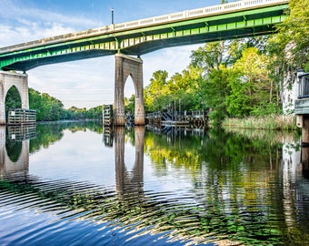 Waccamaw River Memorial Bridge Print: Riverwalk Sunrise Reflections