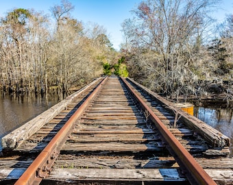 Photo Art Conway SC Train Bridge Trestle Rustic Wooden Bridge Waccamaw River Print