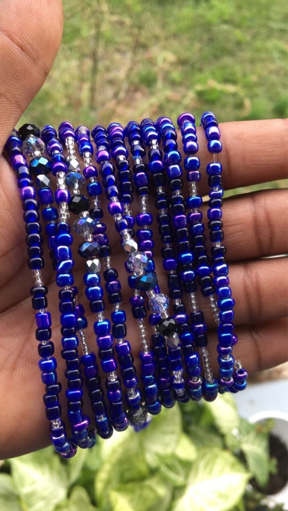 Blue and Silver Waist Beads