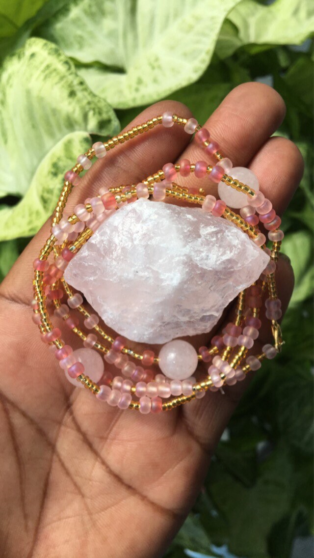 waist beads rose quartz
