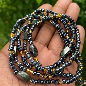 Full Moon Charged Waist Bead; Hematite Waist Bead; Crystal Waist Bead; Tie on Waist Bead; Spiritual Waist Bead; Waist Chain; black owned