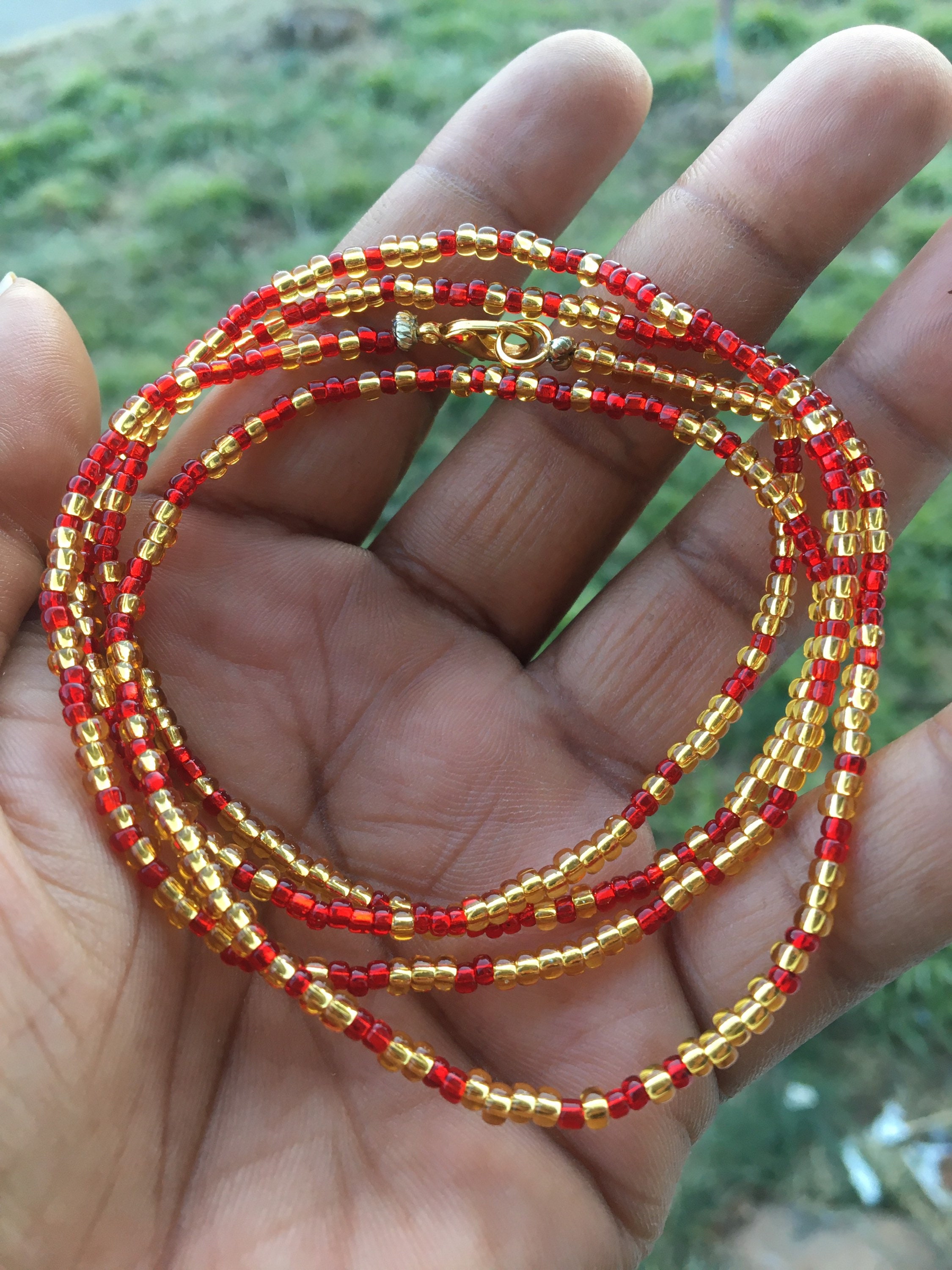 Red and Black Thick Waist Beads