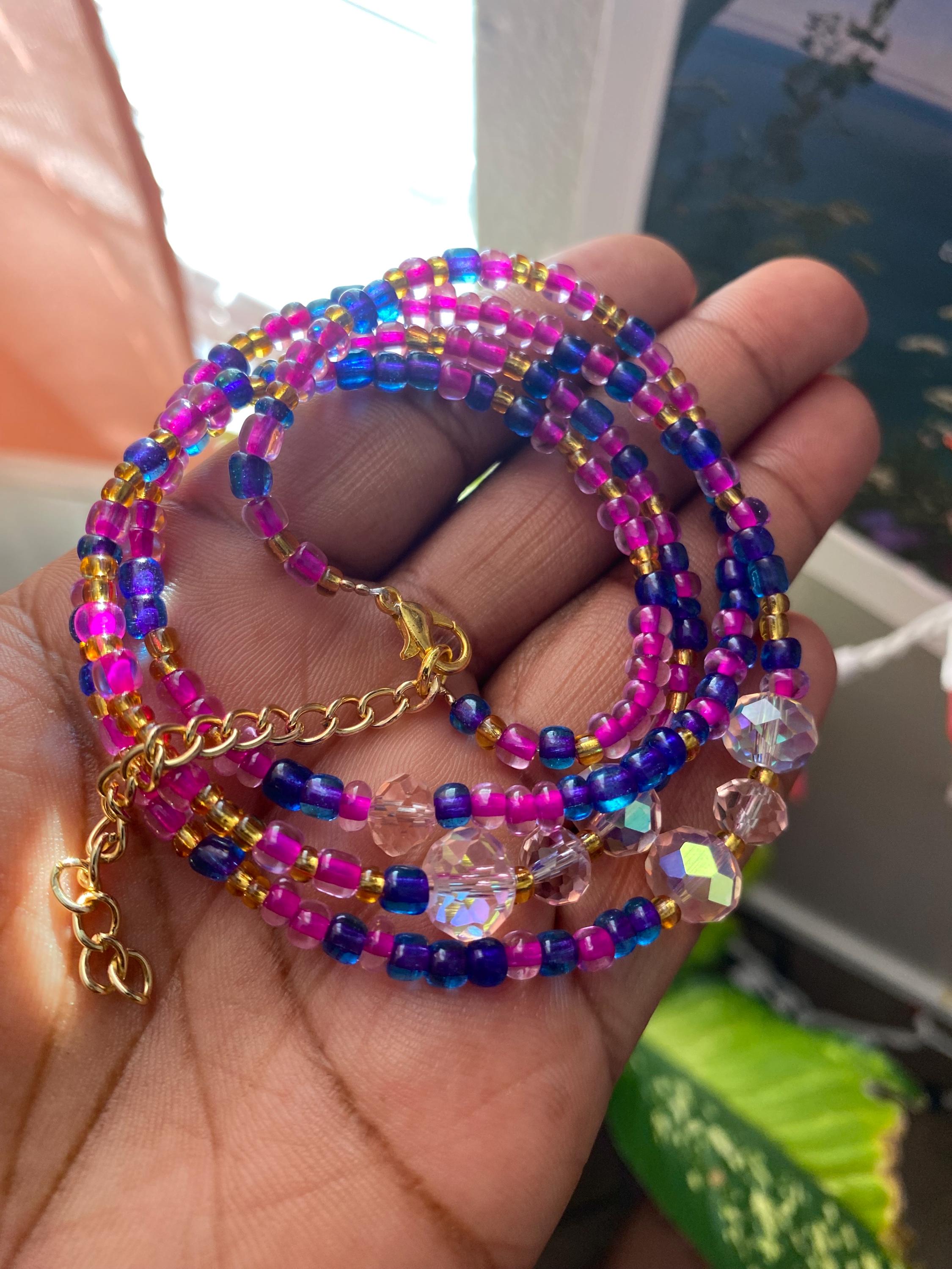 Pink Purple Waistbead Plus Size Tie on Waist Bead Jewelry Gift for Her Pink Crystal Waist Chain With Clasp Belly Beads for Abundance Etsy Australia