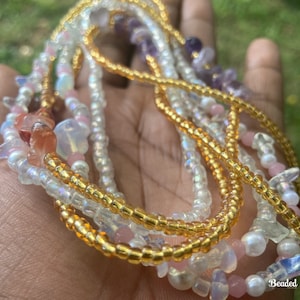 Crystal Waist Bead Set| Gemstone waist chain| African Belly Beads with clasp| Tie on Waist Bead with Crystals| Waist beads for weight loss