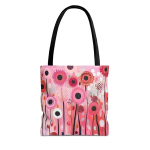 Skurrile Blumeneinkaufstasche, Kunst verzierte Einkaufstasche, umweltfreundliches Geschenk, niedliche Geldbörse für Frühling, Muttertag oder jede Gelegenheit
