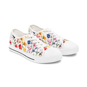 Floral Low Top Sneakers for Women | Cute Casual Shoes for Spring, Summer Outfits, Perfect Gift, Birthday, Garden Parties