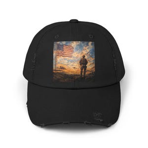 Patriotic Distressed Cap, Unisex Military Hat, Vintage Style Dad Cap, American Flag Cap, Gift for Veterans, Memorial Day Cap