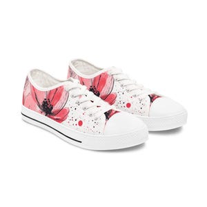Floral Women&#39;s Low Top Sneakers - Stylish, Comfortable Footwear for Spring, Unique Gift for Her, Everyday Sneakers, Trendy Casual Shoes