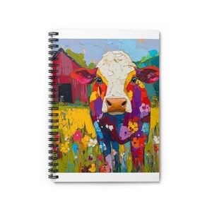 Colorful Cow Spiral Notebook - Perfect for Cow Lovers, Writing, Journaling, and Gifts, Floral Design, Cute Farmhouse Decor, Birthday Gift
