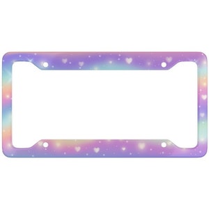 Cute kawaii License Plate Frame, custom pastel colors kawaii car License Plate Frame, Wavy multicolored sky kawaii License Plate Frame gift