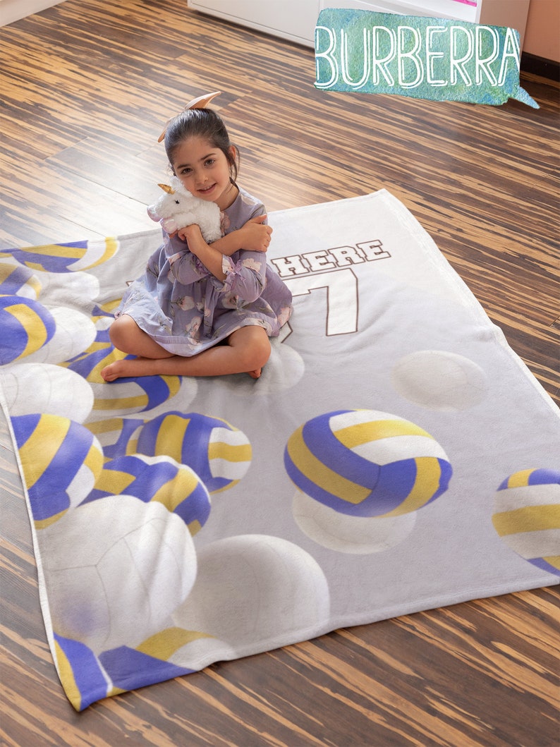 Personalized Volleyball Fleece Sherpa Blanket Volleyball Etsy
