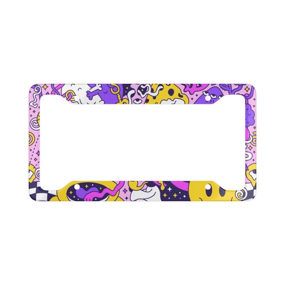 Psychedelic Trippy License Plate Frame Custom Printed Hippie Etsy