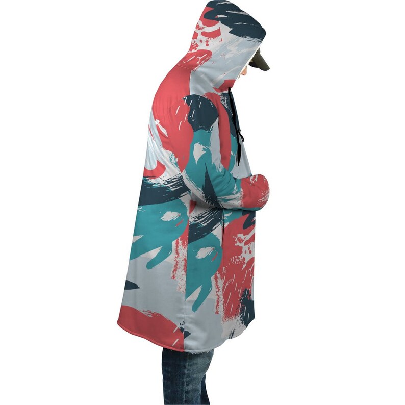 Hooded Cloak Unisex Hooded Coat warm hooded cloak Artistic colorful pattern hooded cloak High quality and soft sherpa hooded coat