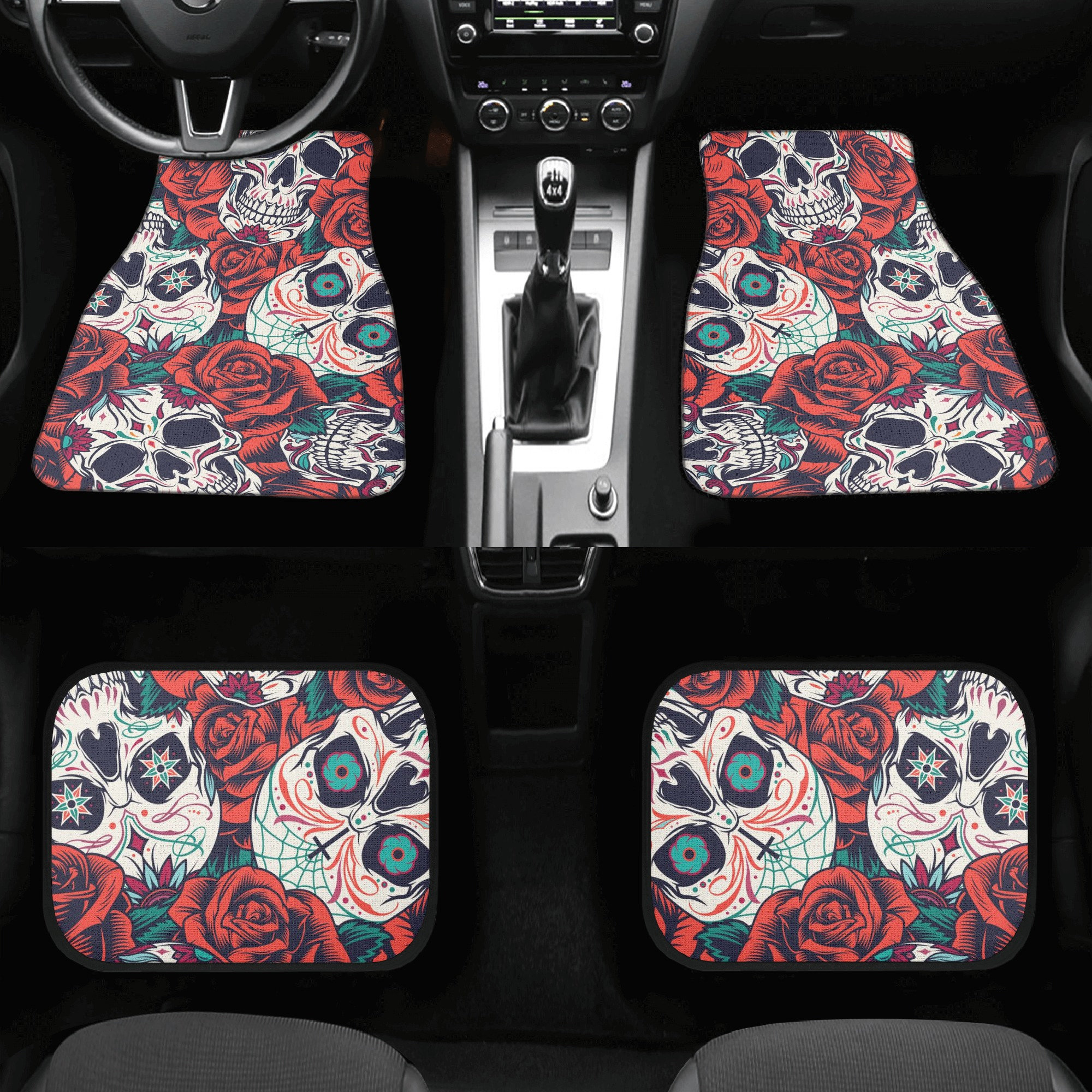 Floral Hippie Car Floor Mats, 1pc Cute aesthetic Car Accessories for women
