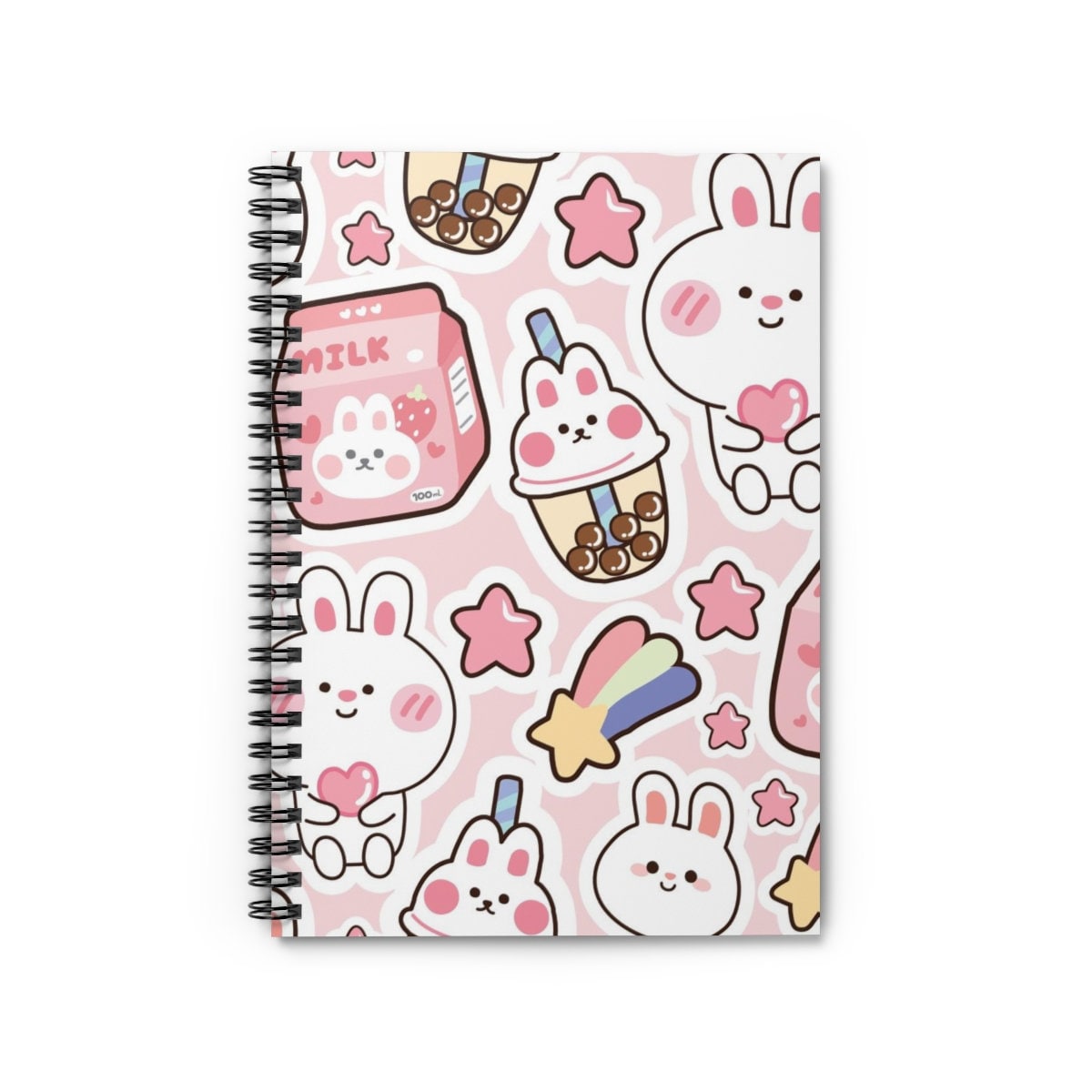 Doodle Art Notebook: Cute Kawaii Style Doodle Art Notebook Whimsical Rabbit  Pig, Sushi Pineapple Cat Octopus (Journal, Composition Book) Large