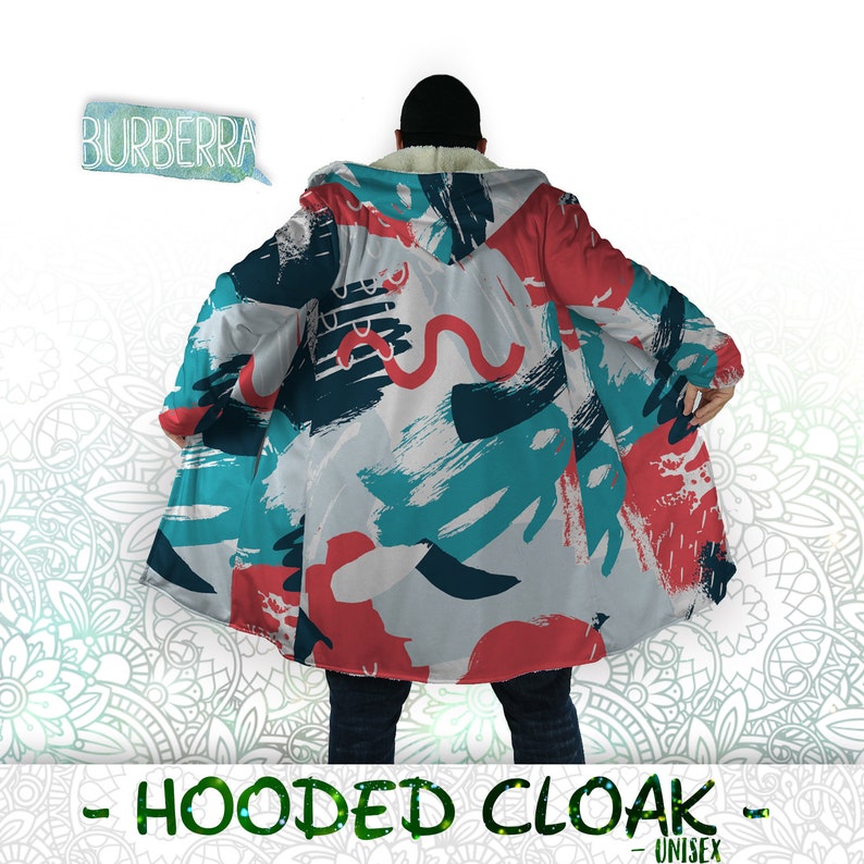 Hooded Cloak Unisex Hooded Coat warm hooded cloak Artistic colorful pattern hooded cloak High quality and soft sherpa hooded coat