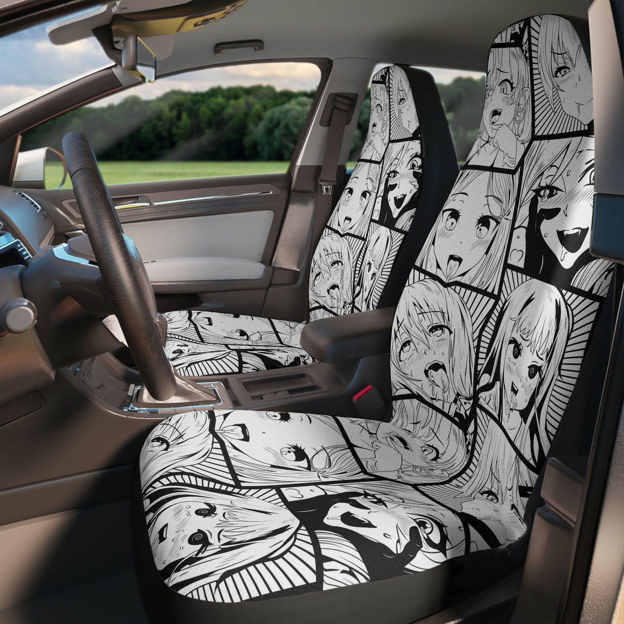 Buy Hand Drawn Art Car Seat Covers for Anime Lover Ahegao Face