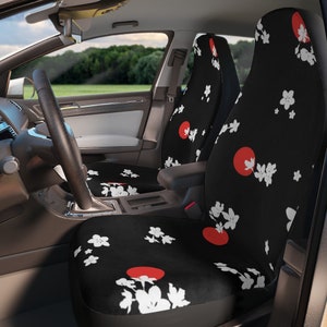 Schwarze Auto Sitzbezüge, Schutzhüllen für Auto, Kirschblüten Auto