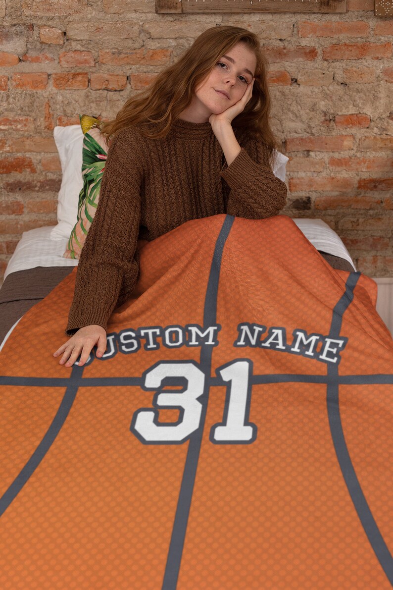 Personalized Basketball Fleece Sherpa Blanket Basketball Etsy