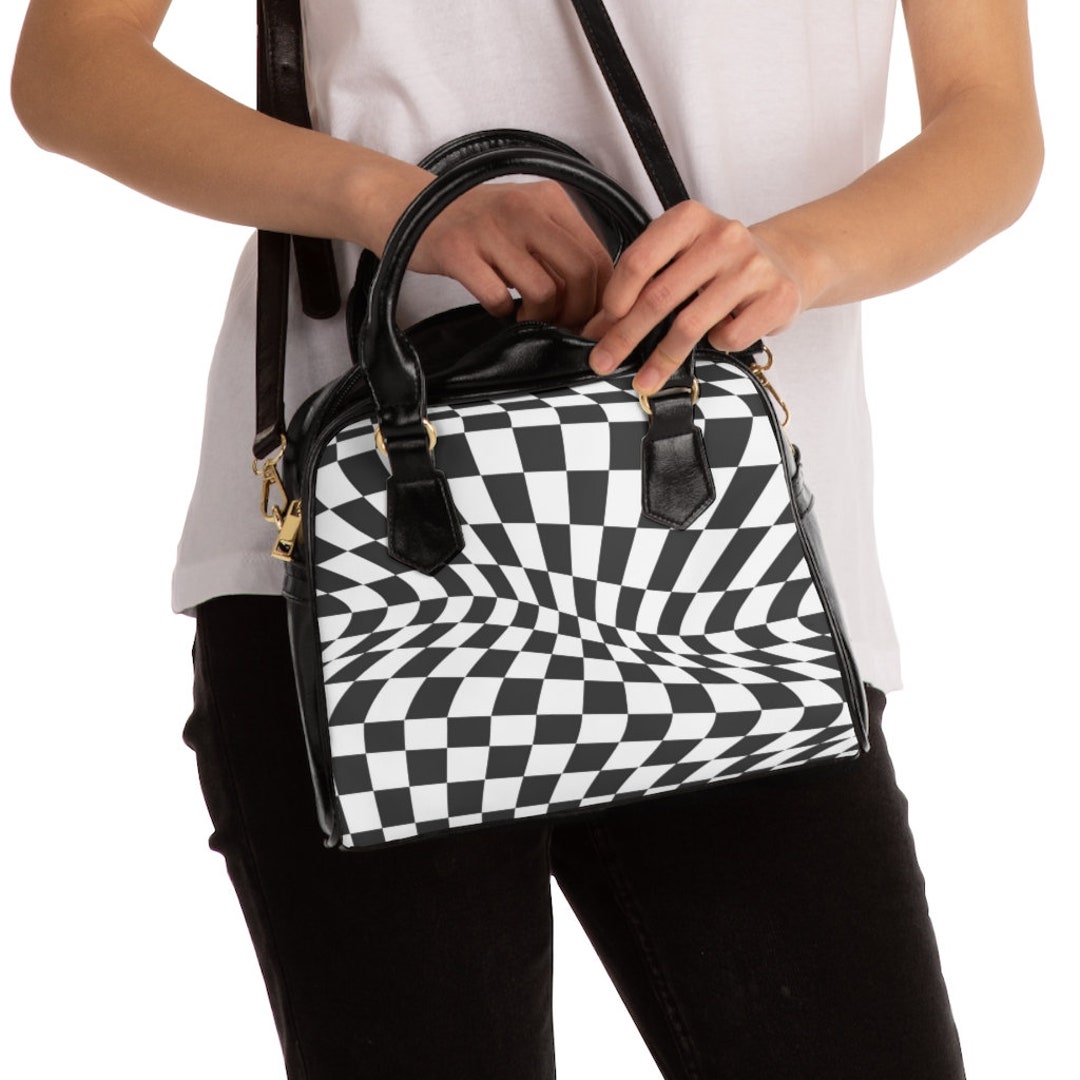 Custom Name New Chessboard Backpack Embroidered Women's Bag