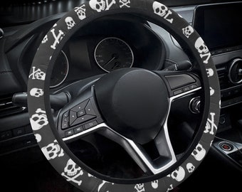 Skull crossbones Car Steering Wheel Cover for Women new car, interior car accessories black skull steering wheel cover protector for vehicle