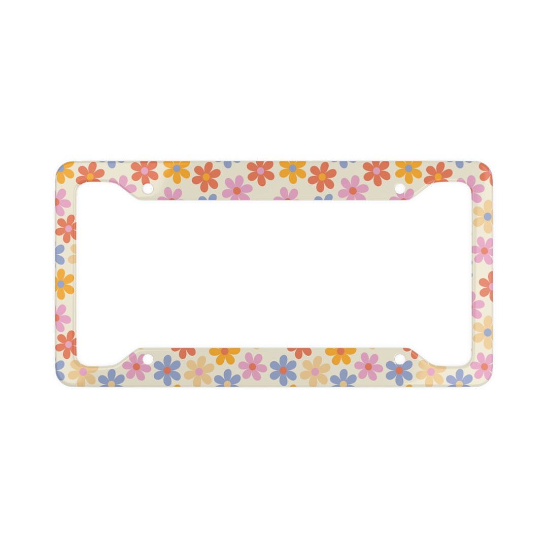 Daisy Delight Car License Plate Frame Floral Design With Rustresistant