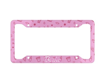 Girls License Plate Frame for vehicle, Pink Dolls car accessory License plate cover, cute doll custom license plate frame for teens