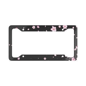 Sakura Blossom License Plate Frame, dark Japanese custom print Sakura Blossom flowers Sakura Blossom car License Plate Frame gift