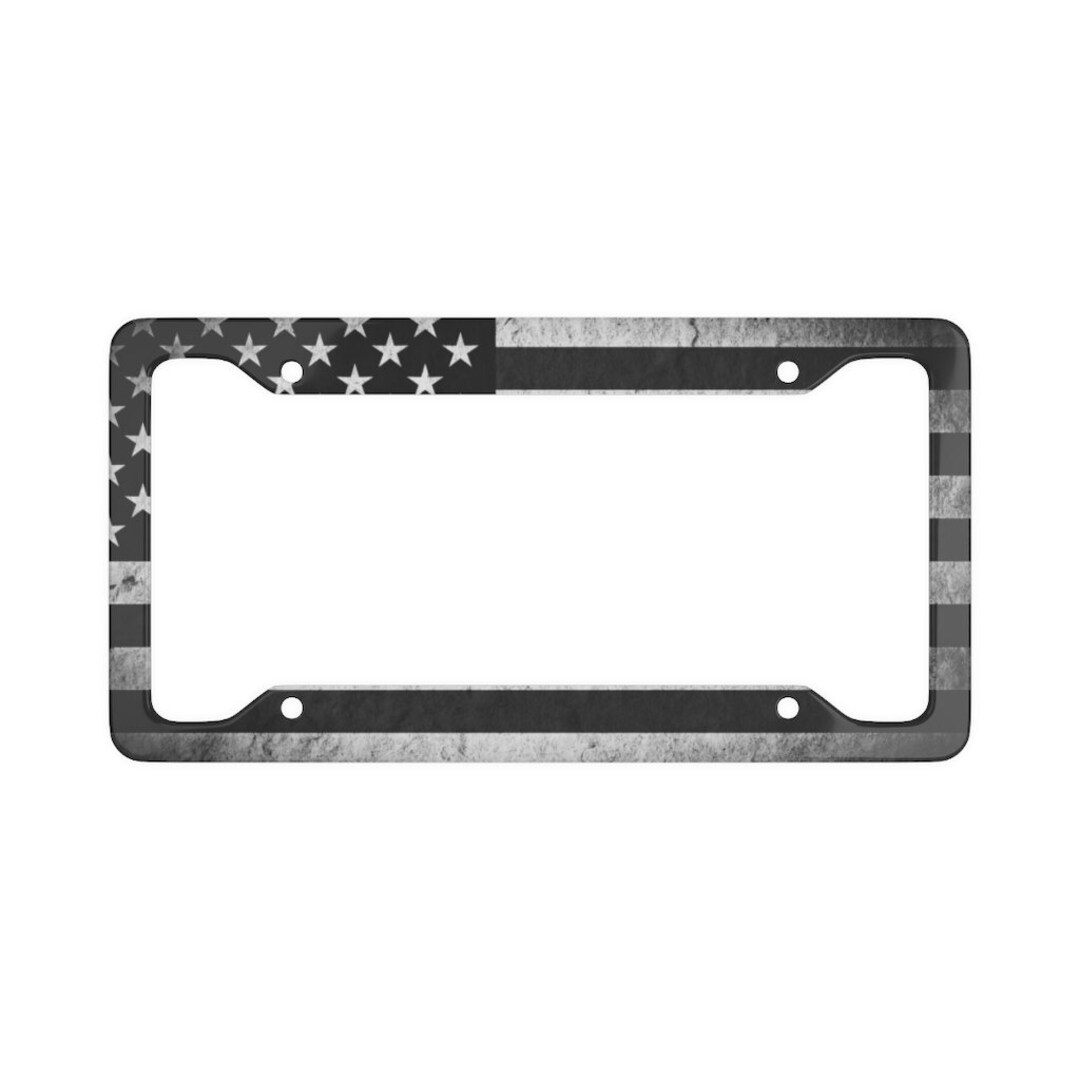 American Flag License Plate Frame, Black and White USA Flag License