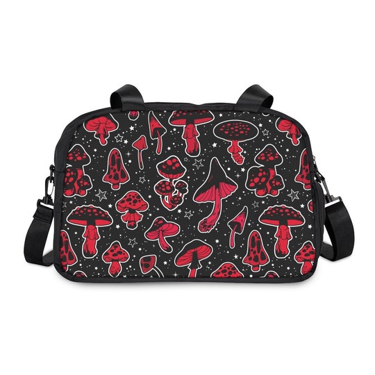 Cute mushrooms Fitness Handbag, natural mushrooms and stars custom print handbag